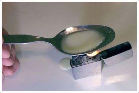 cooking cocaine in spoon